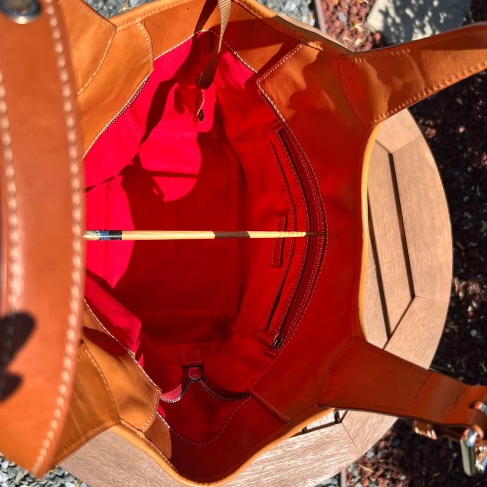 Dooney & Bourke Red Tote with Tan Handles - Picture 5 of 5